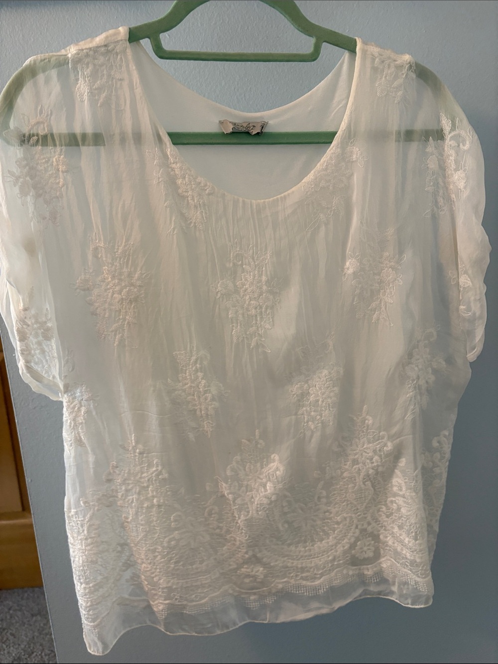White Embroidered Sheer Women's Top